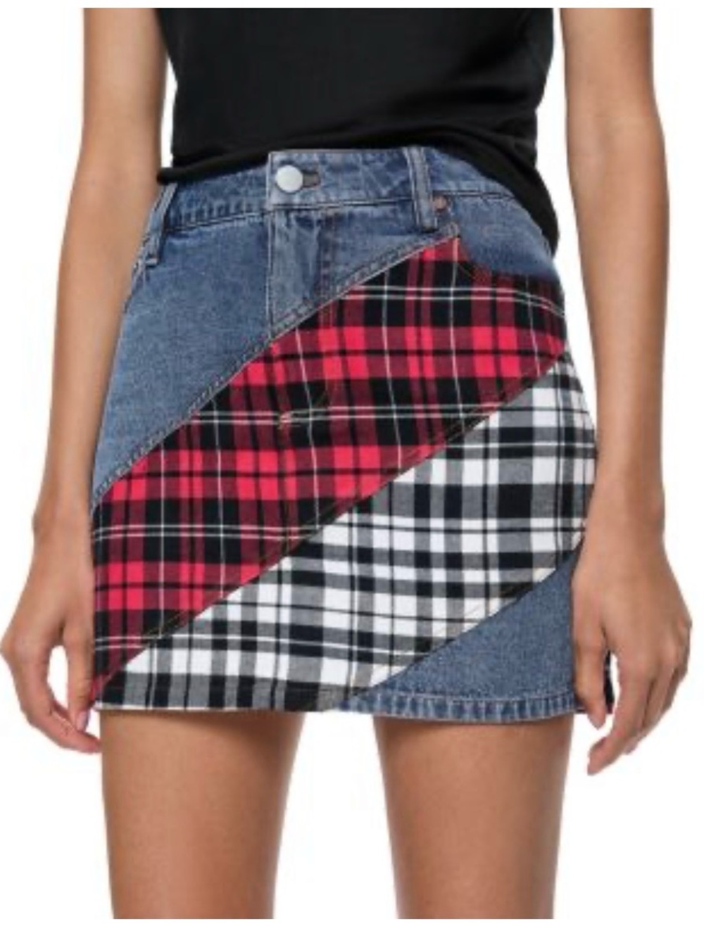Alice + Olivia Lisanne spiral denim mini skirt size 28